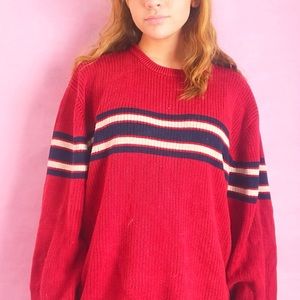 red striped 90s sweatshirt